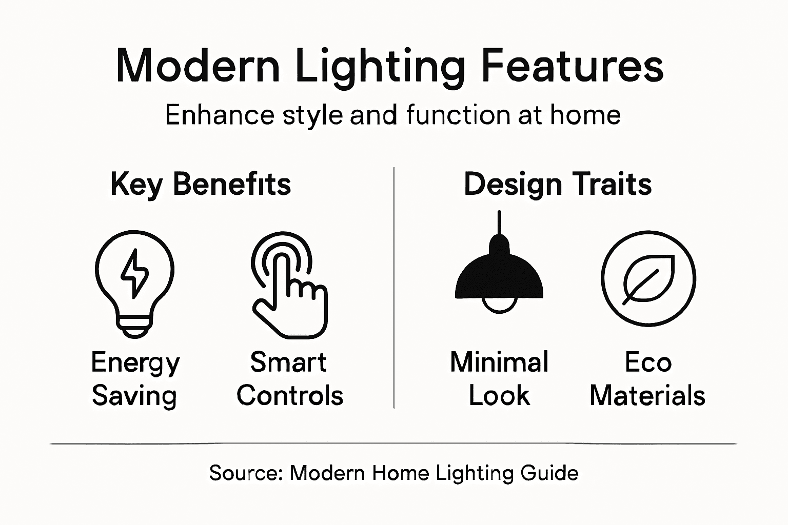 Infographic summarizing modern lighting features
