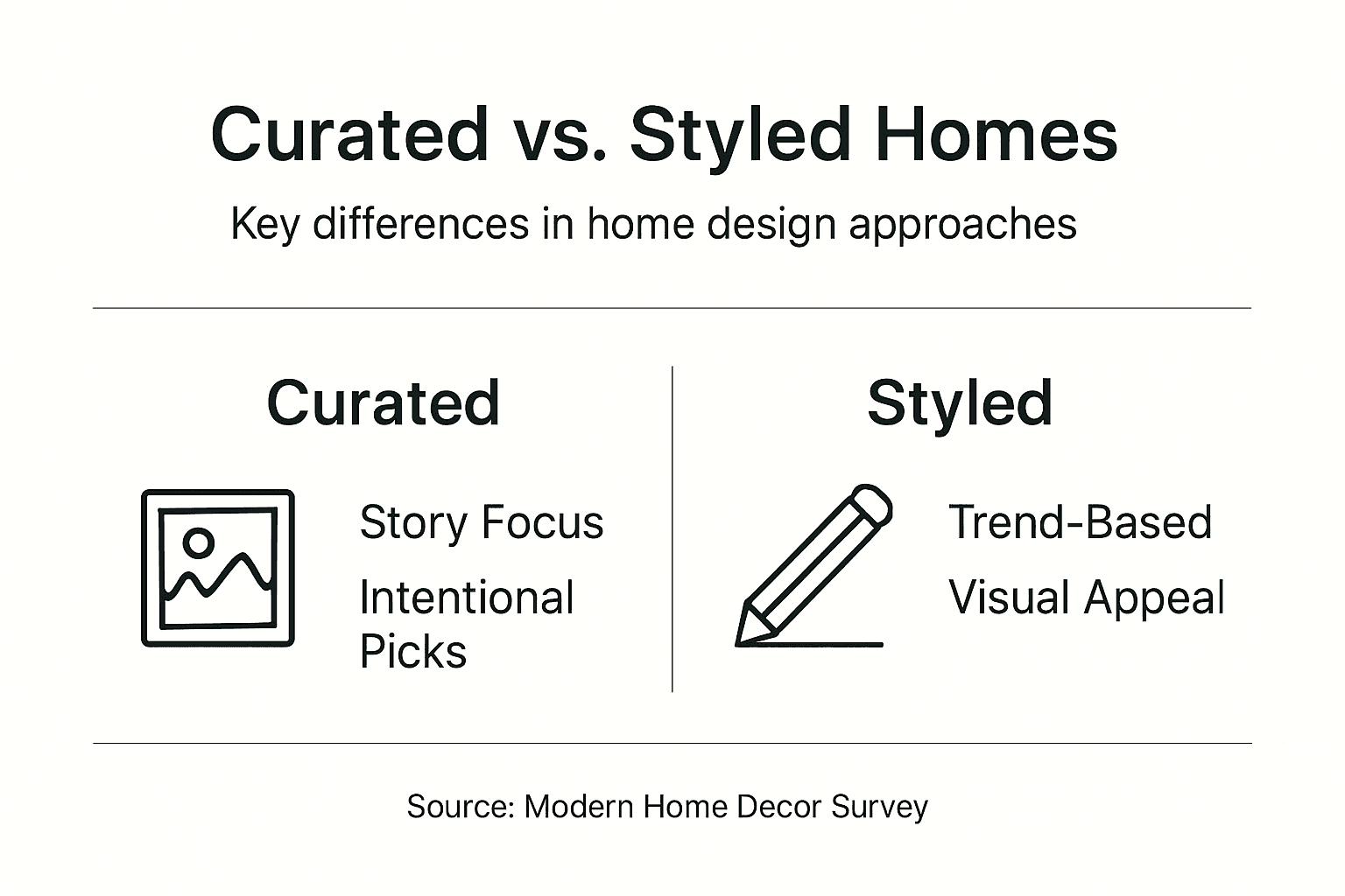 Infographic comparing curated and styled homes
