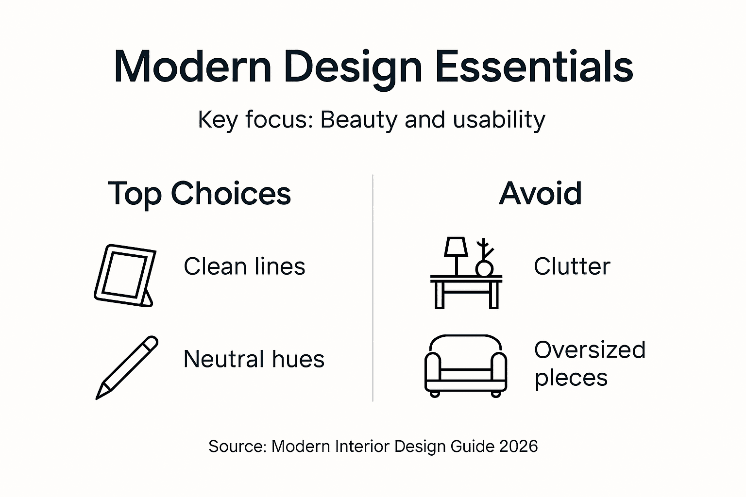 Infographic with modern design essentials and mistakes