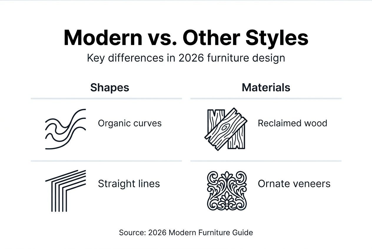 Infographic comparing modern and traditional furniture