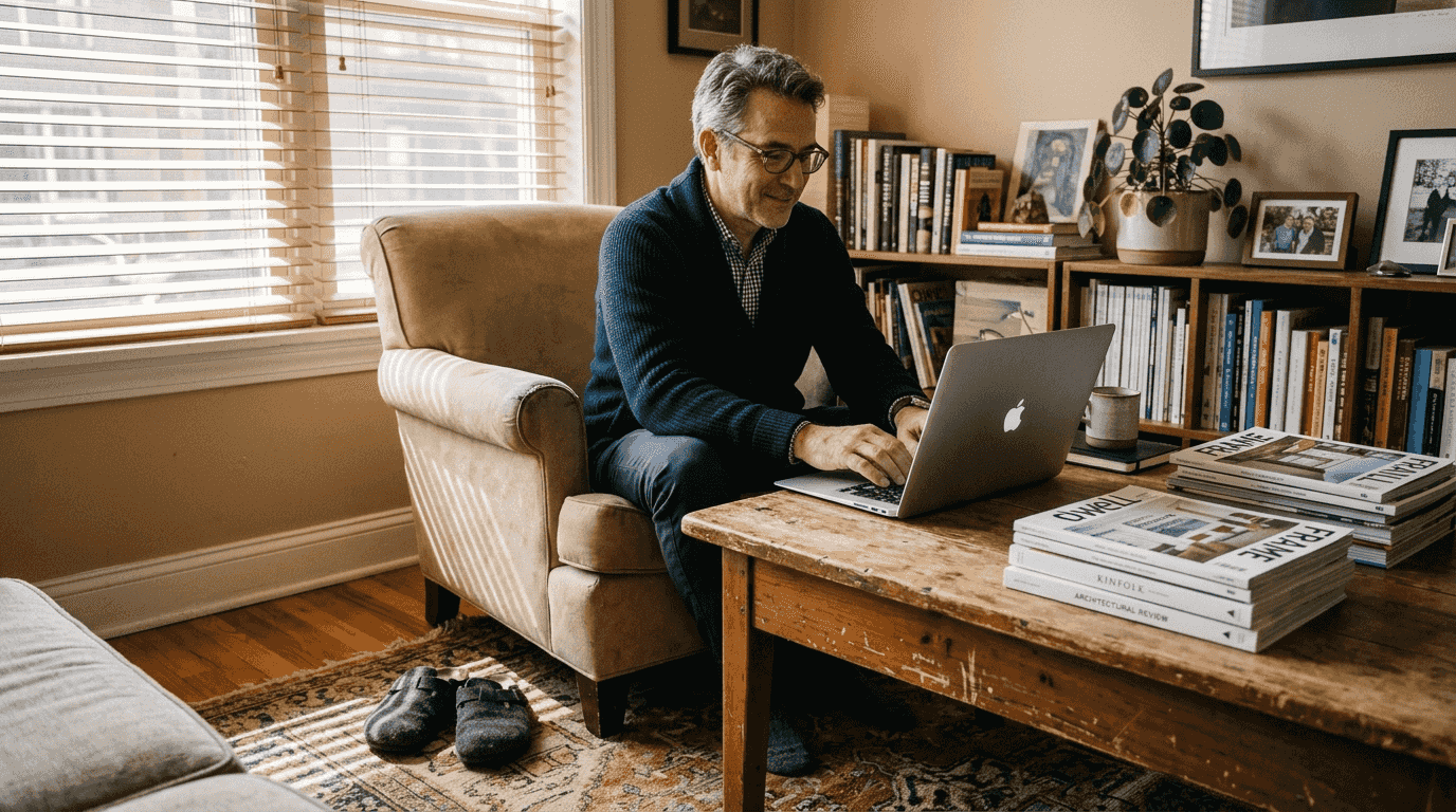 Man relaxing with comfortable personalized furniture