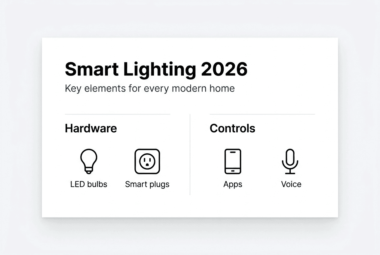Infographic showing smart lighting components and controls