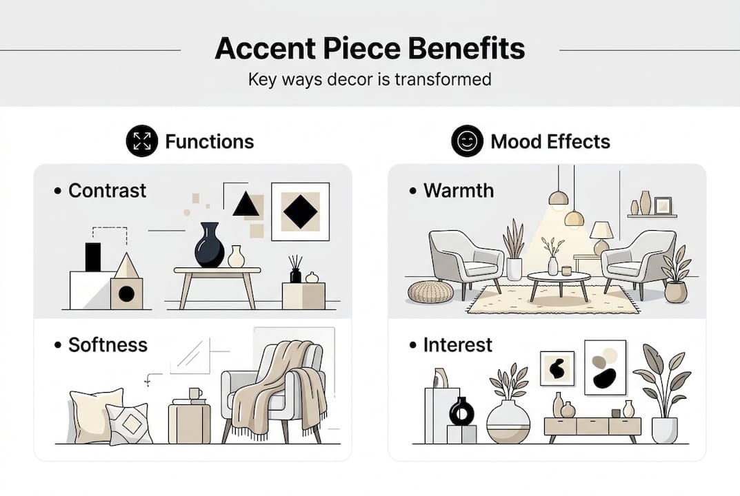 Infographic showing main benefits of accent pieces
