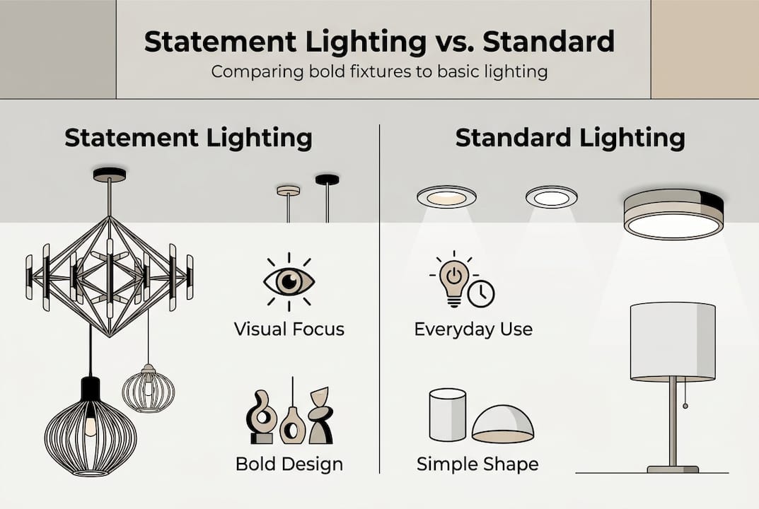Infographic comparing statement and standard lighting