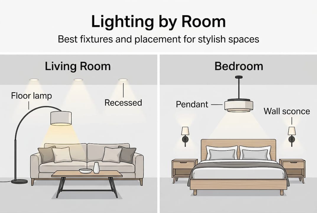 Infographic showing lighting by room choices