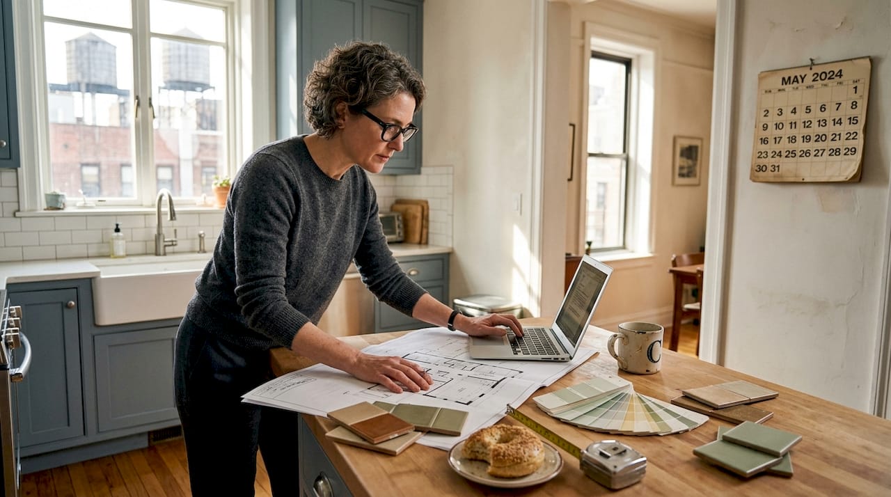 Architect evaluating NYC apartment floor plan