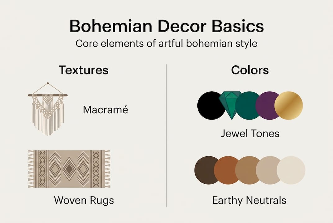 Infographic summarizing bohemian decor elements