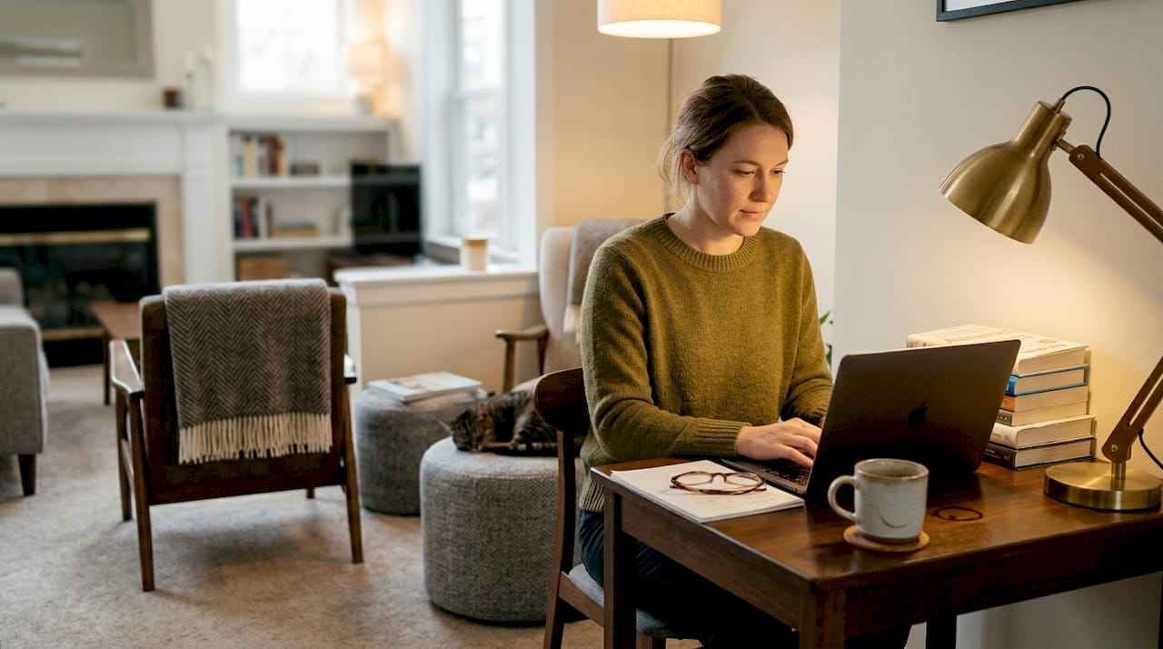 Defined work zone in multipurpose living area