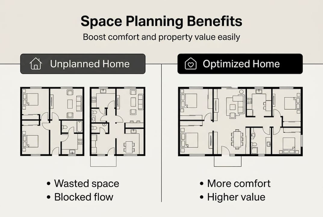 Space planning benefits comparison infographic