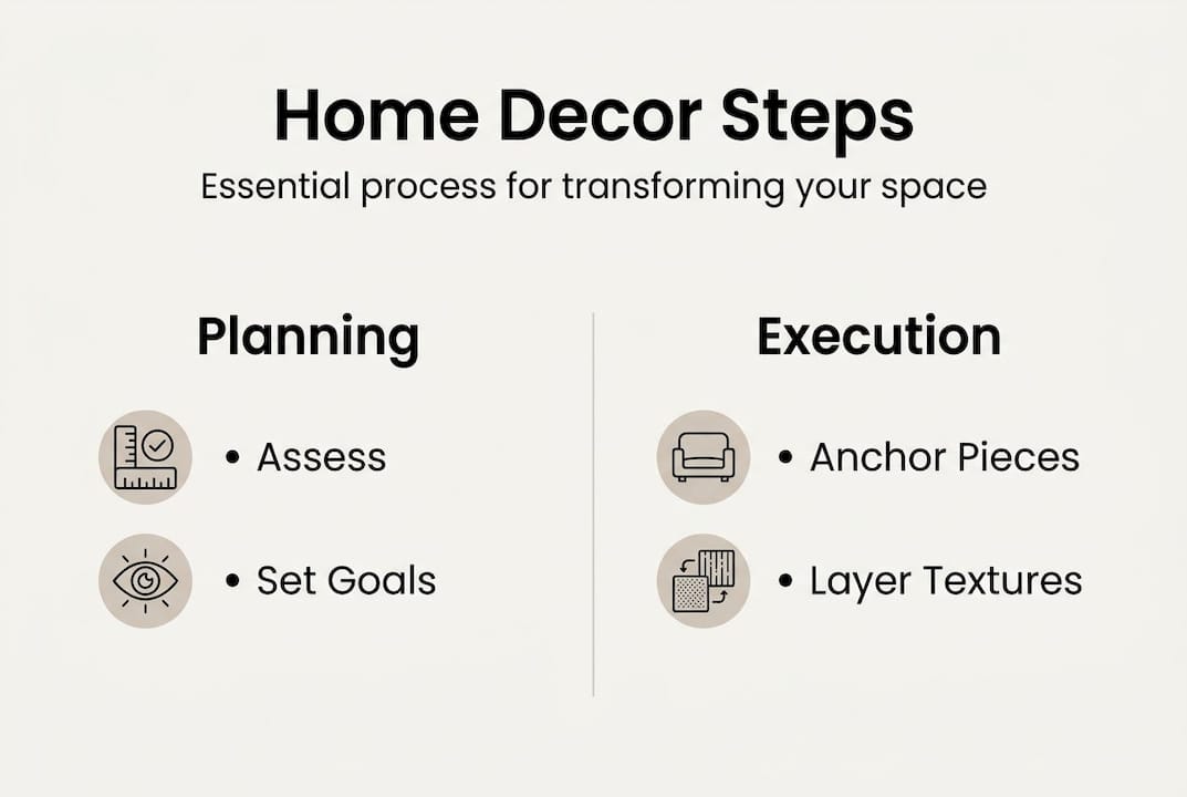 Infographic outlining home decor transformation steps