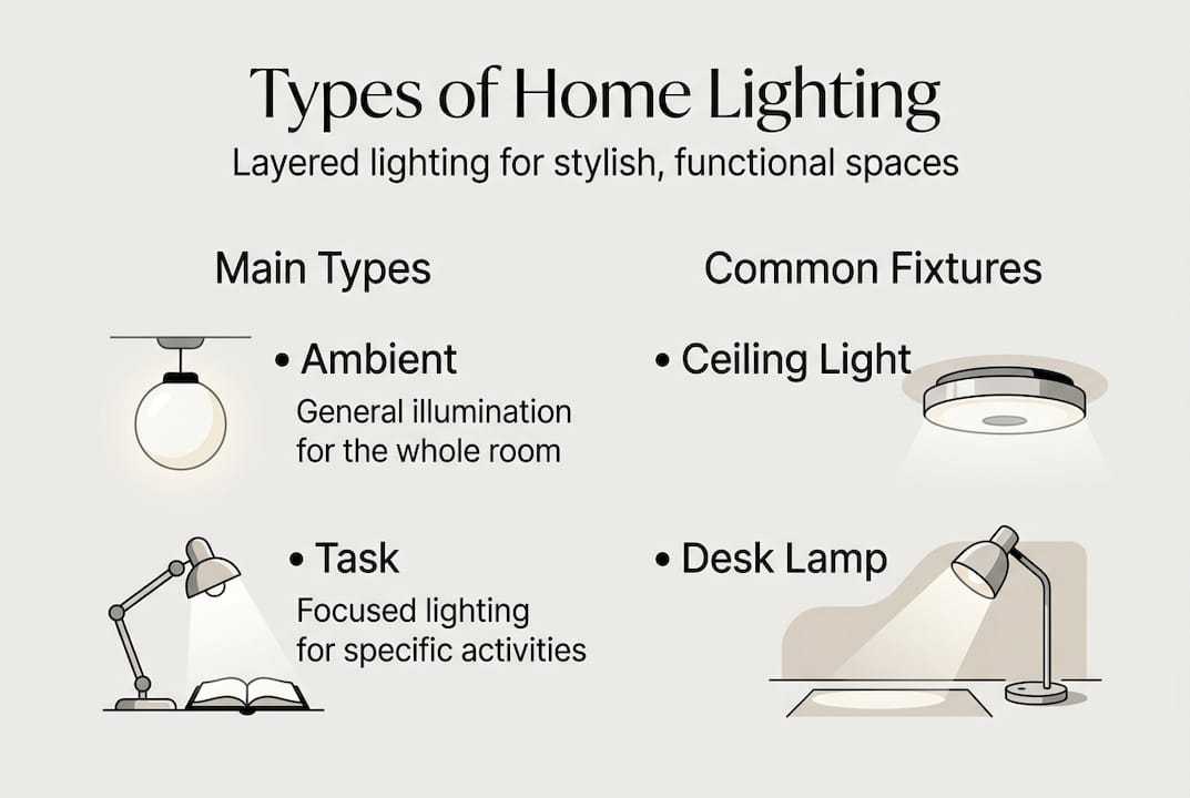 Infographic comparing home lighting types and fixtures