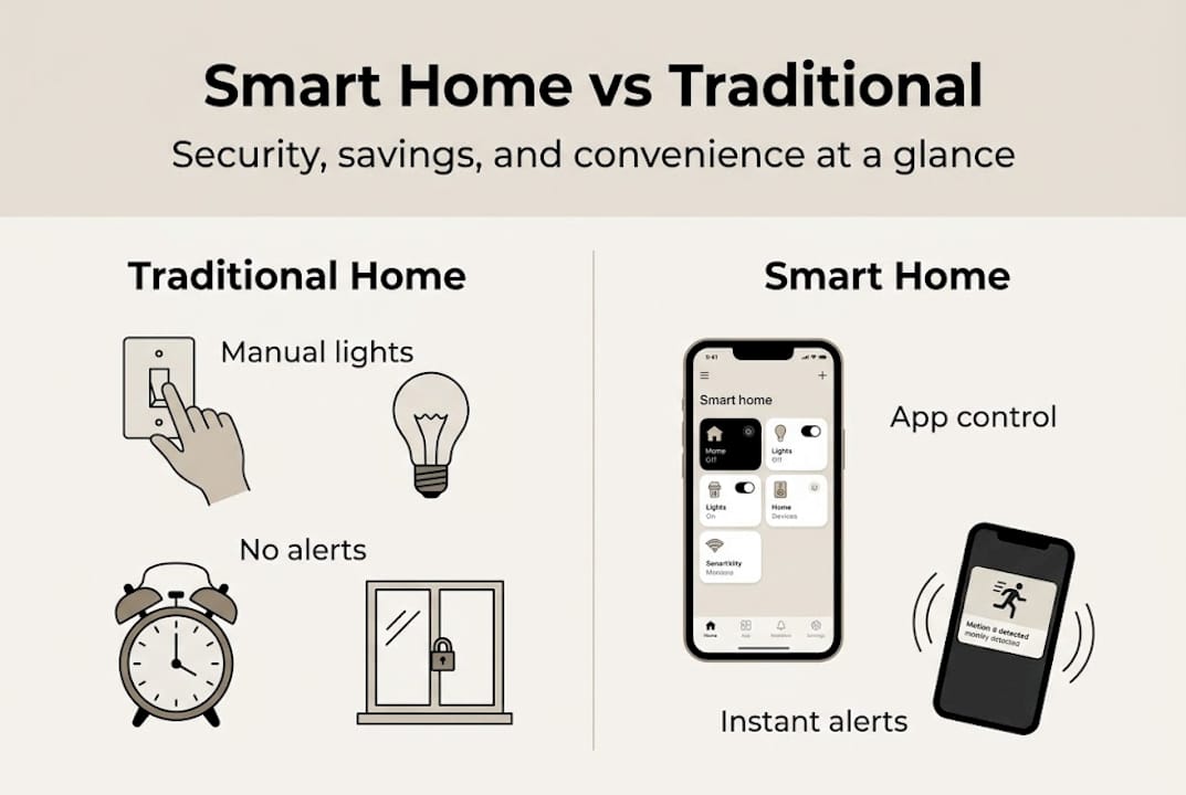 Infographic smart home vs traditional overview