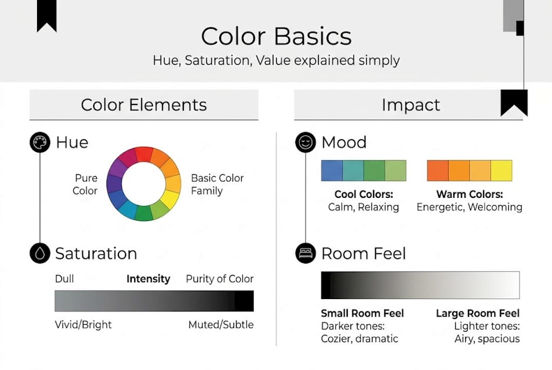 Infographic explaining color basics for homes