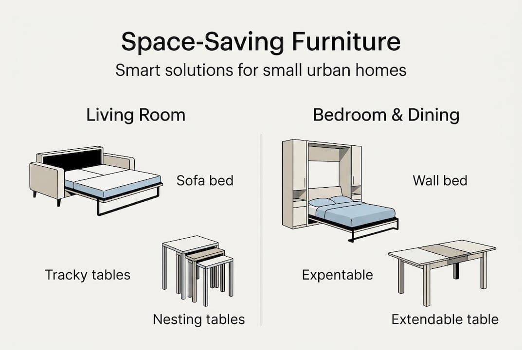 Infographic of space-saving furniture for small homes