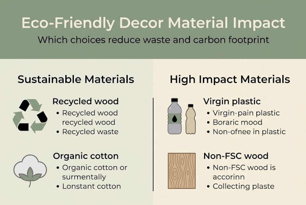 Infographic showing sustainable decor materials