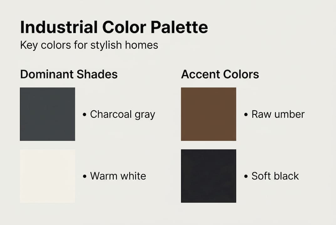 Infographic showing industrial decor color palette