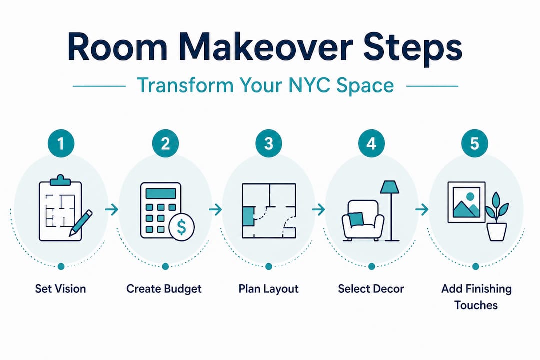 Infographic with five room makeover steps
