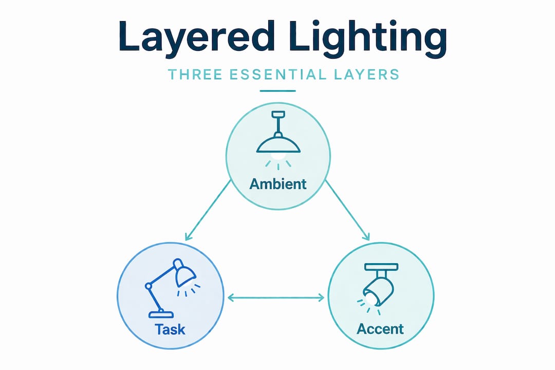 Infographic of three essential lighting layers