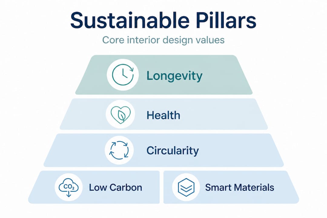 Infographic showing core pillars of sustainable design