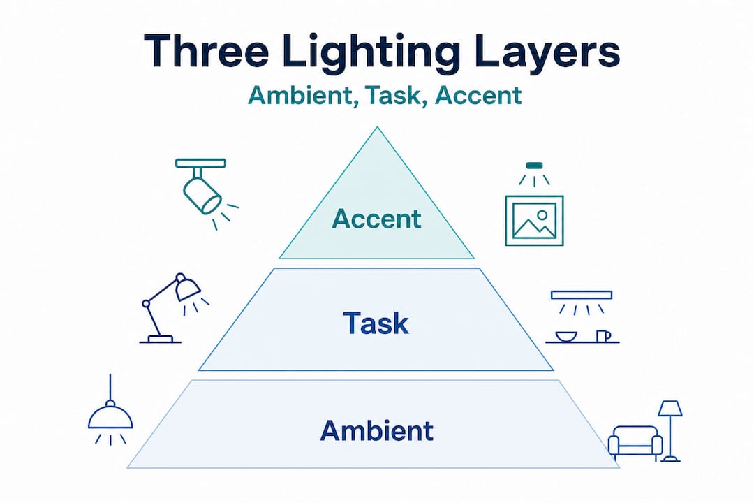Hierarchy infographic showing lighting layers