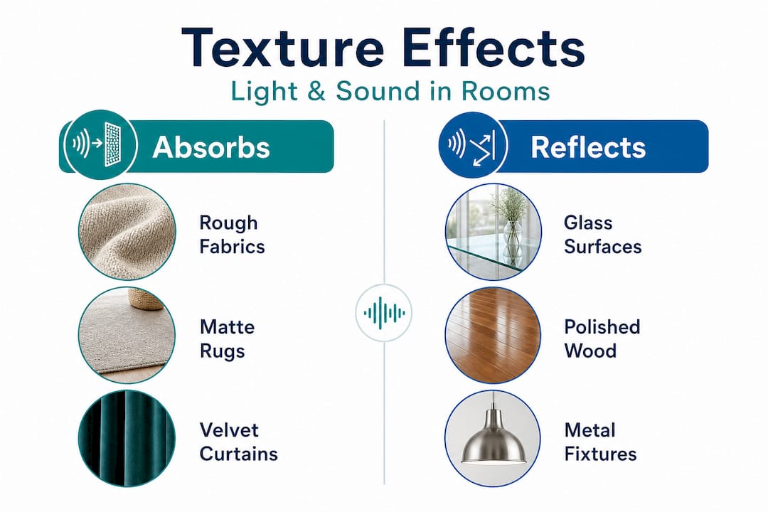 Infographic shows texture effects on light and sound