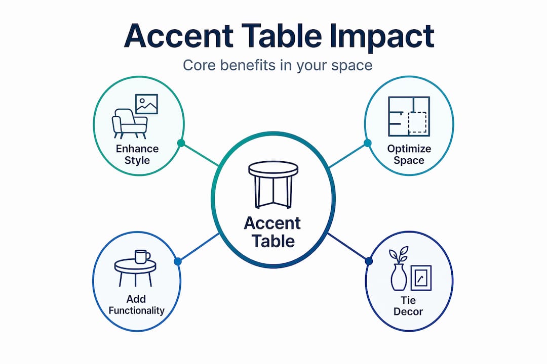 Infographic showing accent table benefits hierarchy
