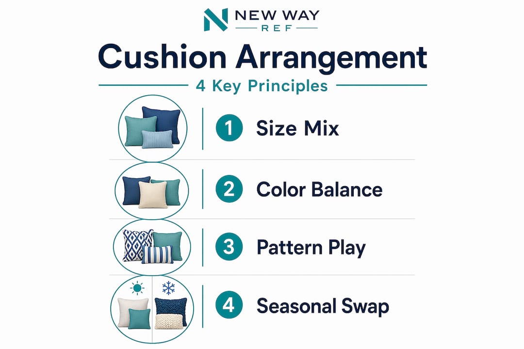 Infographic showing four cushion arrangement principles