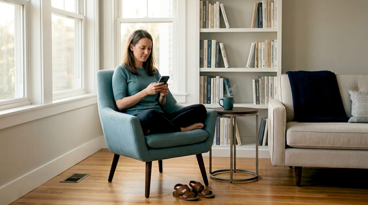 Accent chair placed opposite sofa in living room