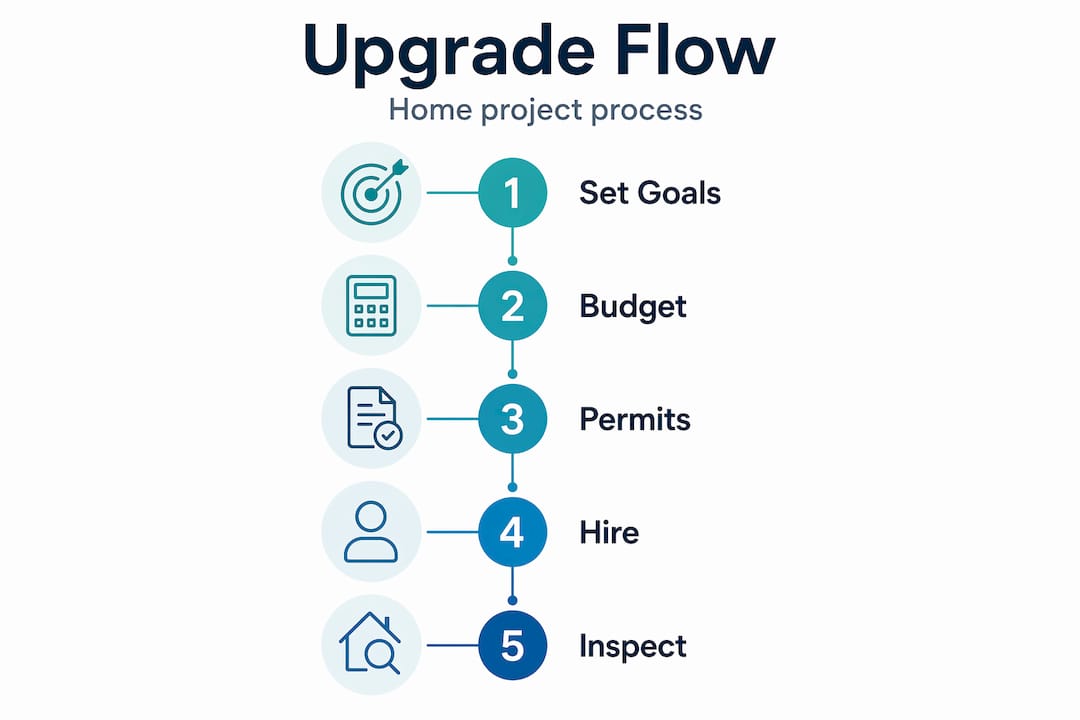 Infographic showing home upgrade project steps
