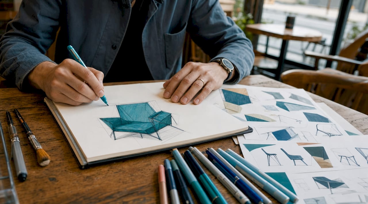 Designer sketching unique statement furniture design