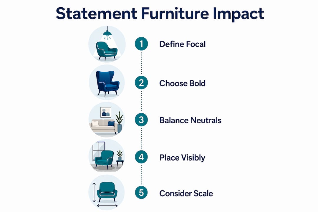 Infographic showing steps for statement furniture impact
