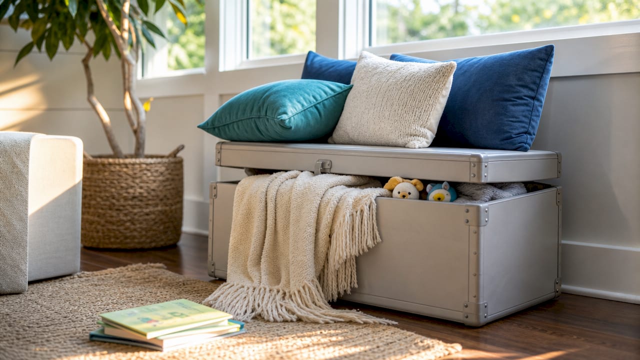 Storage trunk used as seating and storage