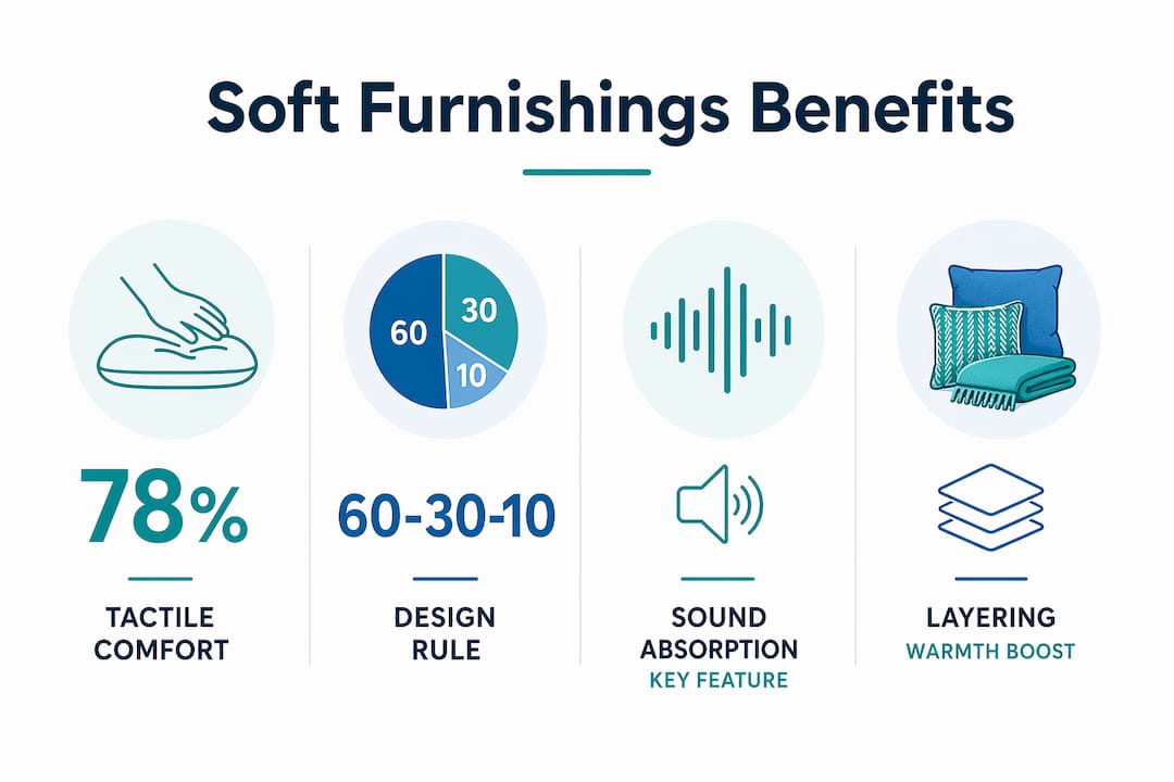 Infographic showing key benefits of soft furnishings