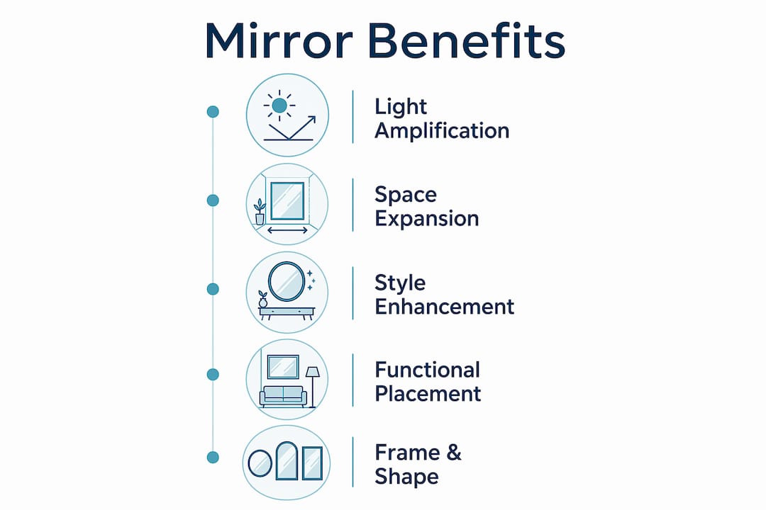 Infographic showing mirror benefits in interiors
