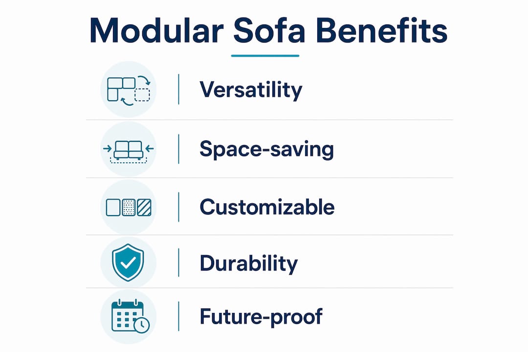Infographic showing key benefits of modular sofas
