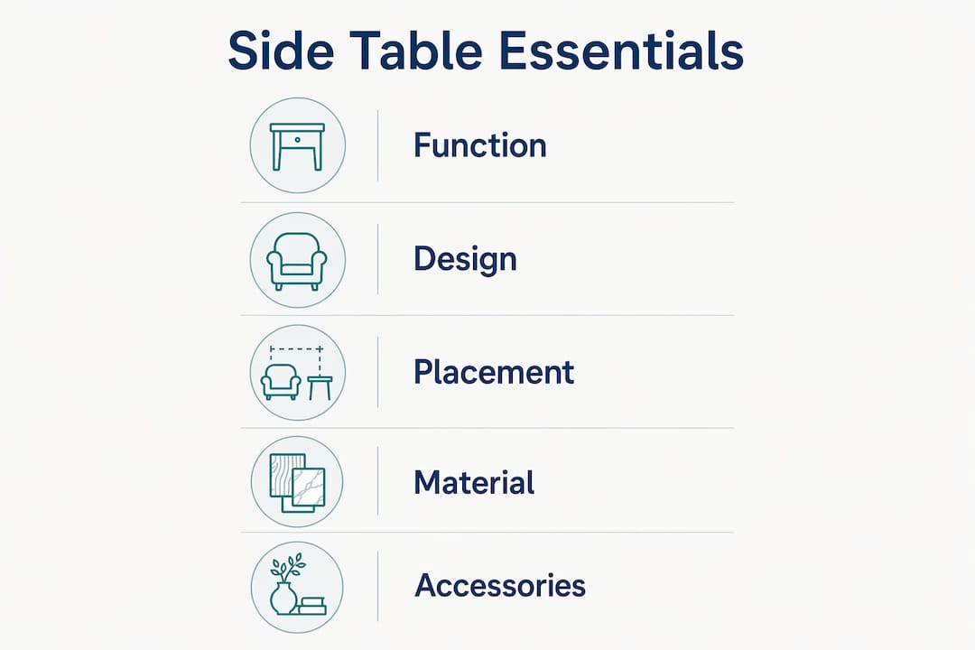 Infographic illustrating side table essentials