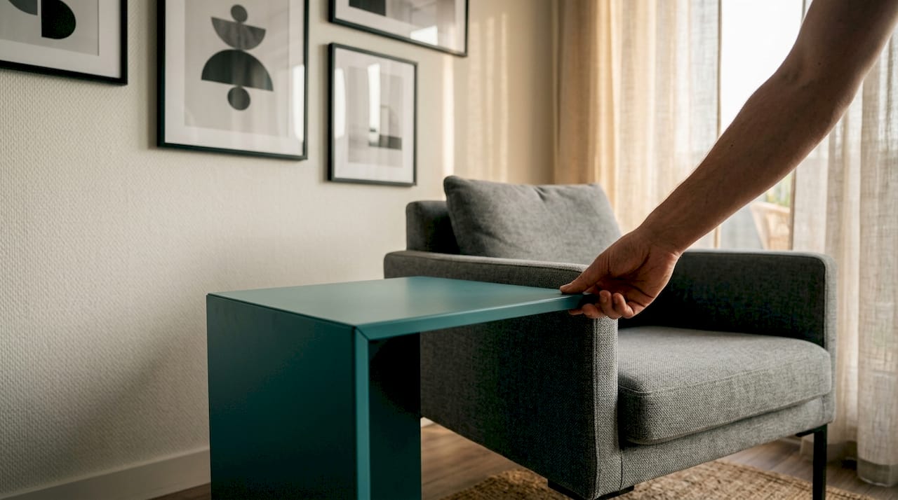Measuring side table height by armchair