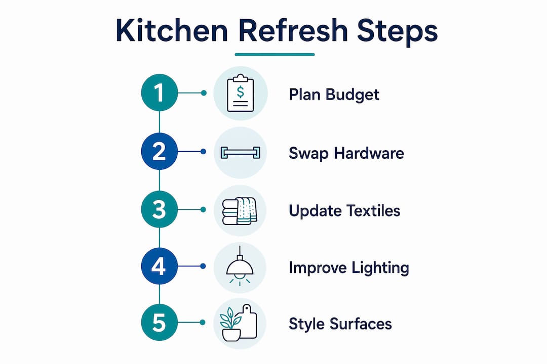 Infographic showing step-by-step kitchen decor update