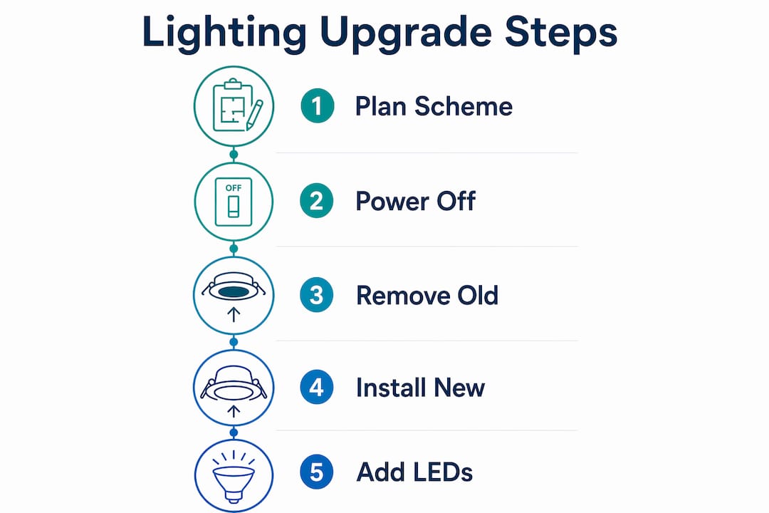Infographic showing five lighting upgrade steps