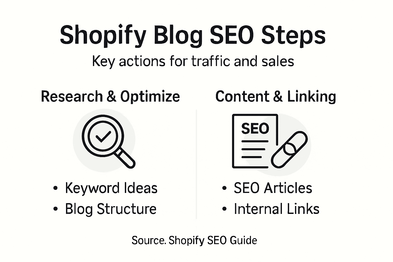 Infographic summarizing Shopify blog SEO steps