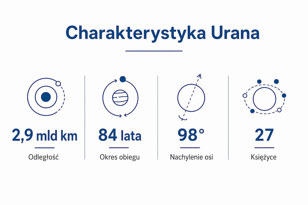Infografika z najważniejszymi informacjami o planecie Uran