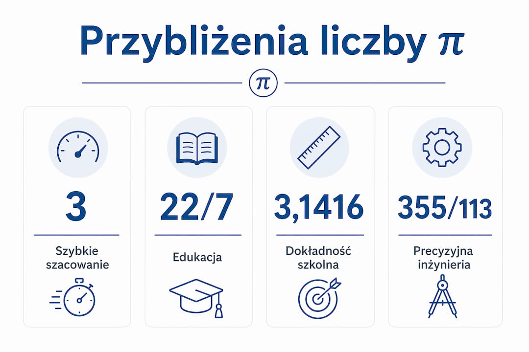 Grafika przedstawiająca różne sposoby zapisywania liczby pi w przybliżeniu