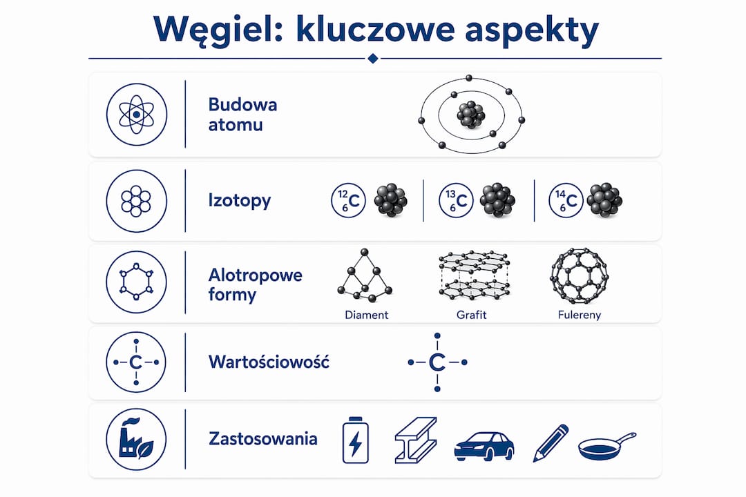 Grafika pokazująca najważniejsze informacje o węglu