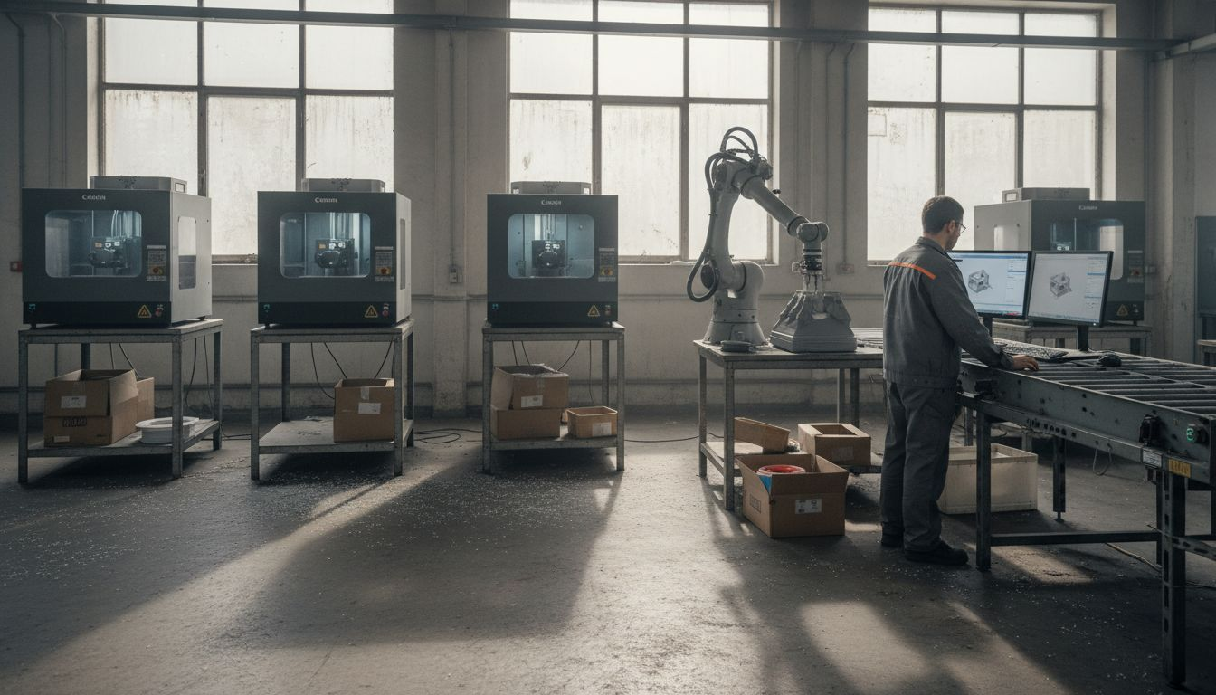 Fertigungsstätte mit vollautomatisierten 3D-Druckprozessen