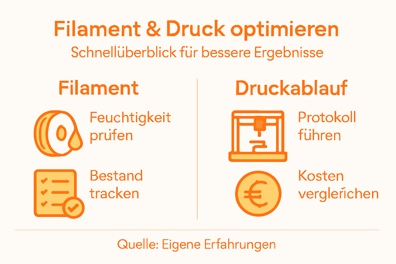 Infografik: So behalten Sie den Überblick über Ihr Filament und optimieren den Ablauf Ihres 3D-Drucks