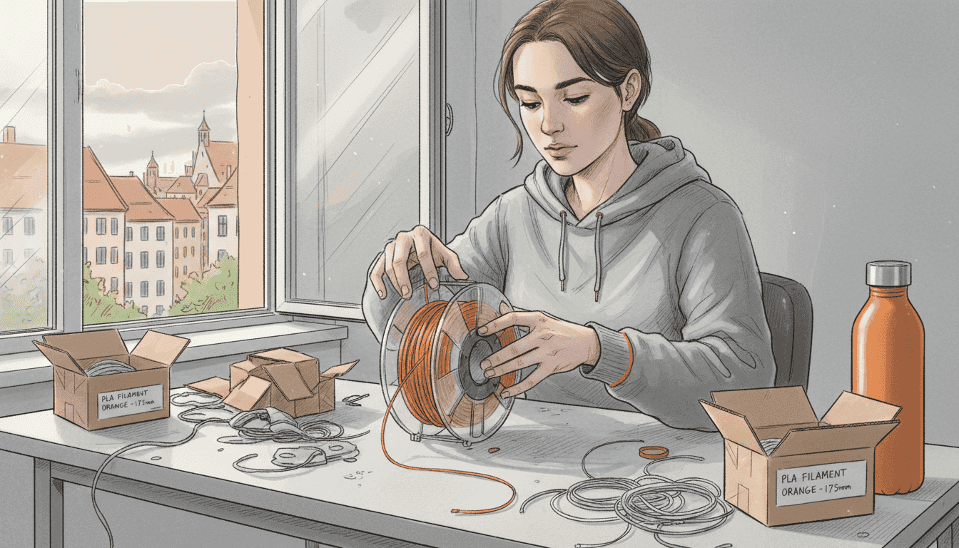 Jemand wechselt das Filament im Gemeinschaftsarbeitsbereich aus.