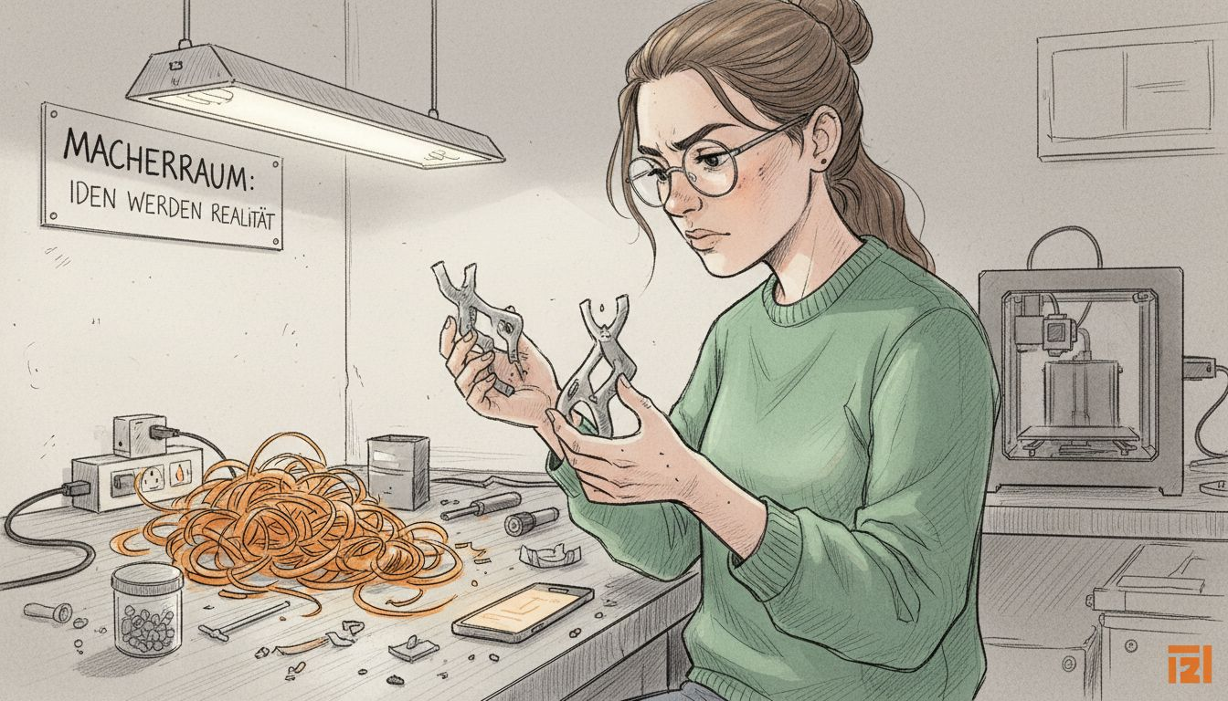 Frau begutachtet und vergleicht die Qualität von 3D-gedruckten Bauteilen