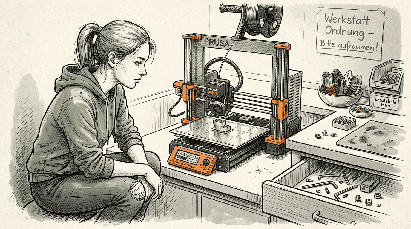 Der Prusa MK4 absolviert gerade einen Probedruck.