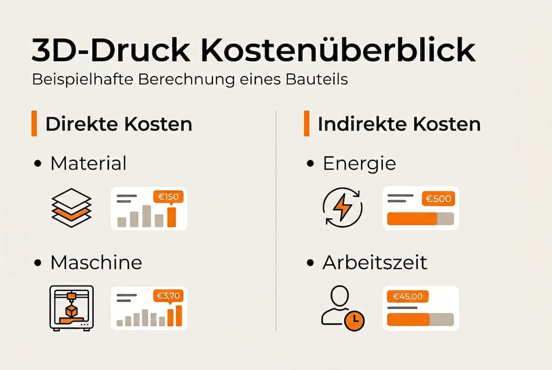 Grafische Übersicht zur Kostenstruktur im 3D-Druck