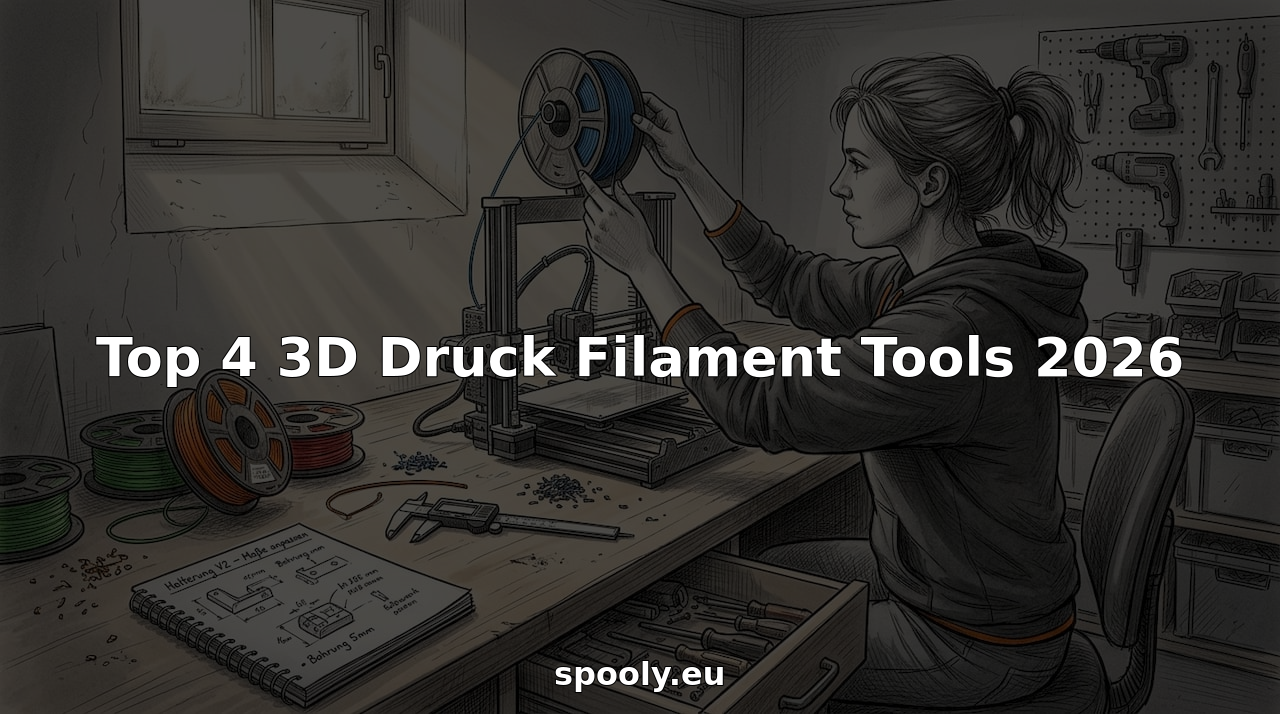 Eine Person legt in ihrem heimischen 3D-Drucker-Arbeitsbereich neues Filament ein.